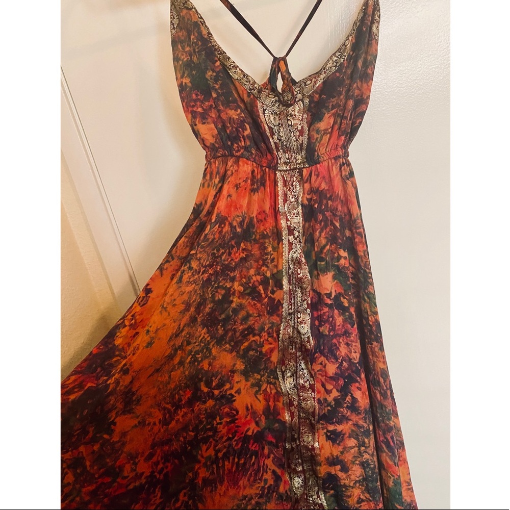Multicolor long dress with adjustable straps